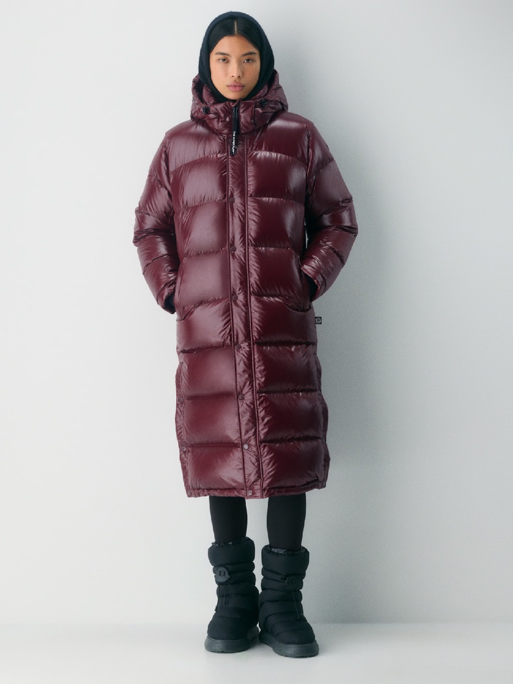 Aritzia The Super Puff Long Plum Burgundy Hi-Gloss Jacket Size Xs New With Tags